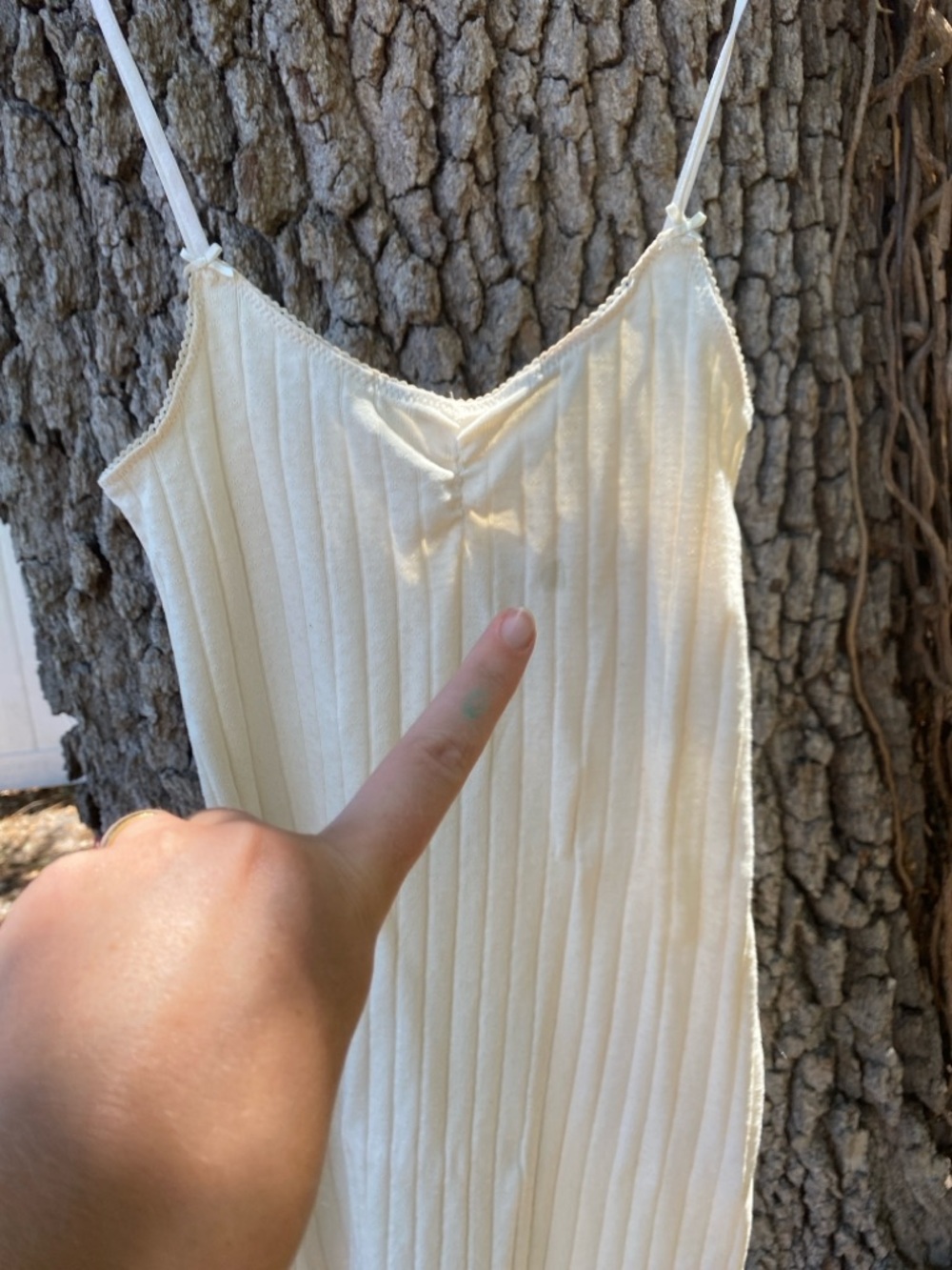 Christy Dawn Cream Ribbed Slip Dress with Adjustable Straps - Picture 5 of 8